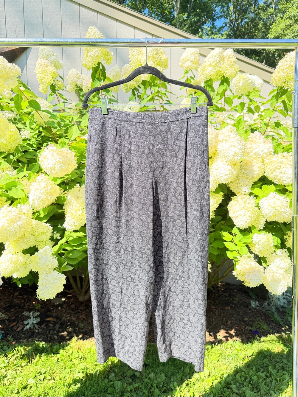 Vince Gray Patterned Wide-Leg Pants